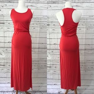 Splendid Red Side Slit Racerback Maxi Dress